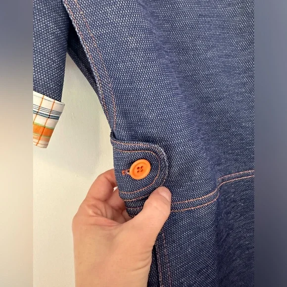 VINTAGE 3-pc 60s/70s denim/plaid print skirt/shirt/tunic set w/apple motif (S) - Picture 5 of 16